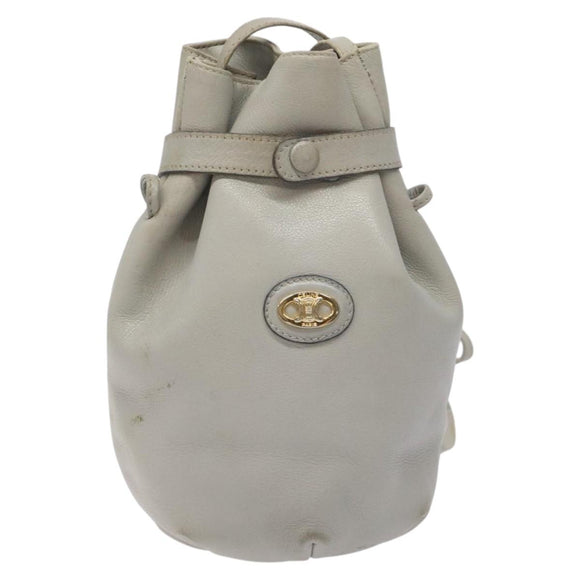 CELINE Shoulder Bag Leather Light Blue Gold Auth 127900