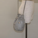 CELINE Shoulder Bag Leather Light Blue Gold Auth 127900-20