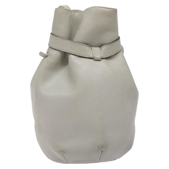 CELINE Shoulder Bag Leather Light Blue Gold Auth 127900