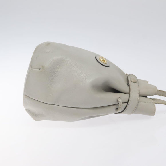 CELINE Shoulder Bag Leather Light Blue Gold Auth 127900