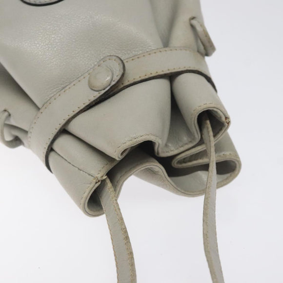 CELINE Shoulder Bag Leather Light Blue Gold Auth 127900