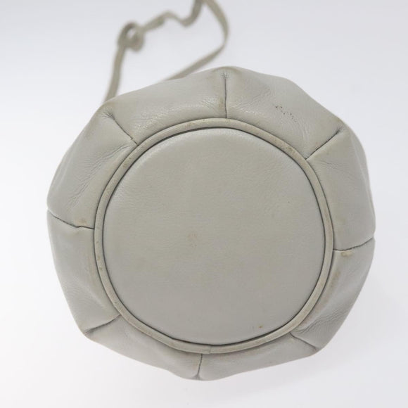 CELINE Shoulder Bag Leather Light Blue Gold Auth 127900