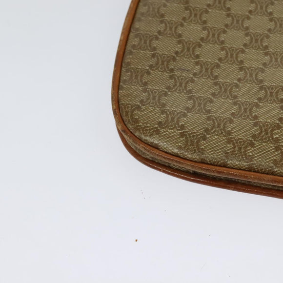 CELINE Macadam Canvas Shoulder Bag Beige Gold Auth 127903