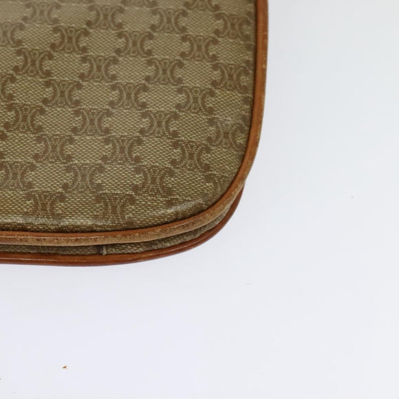 CELINE Macadam Canvas Shoulder Bag Beige Gold Auth 127903