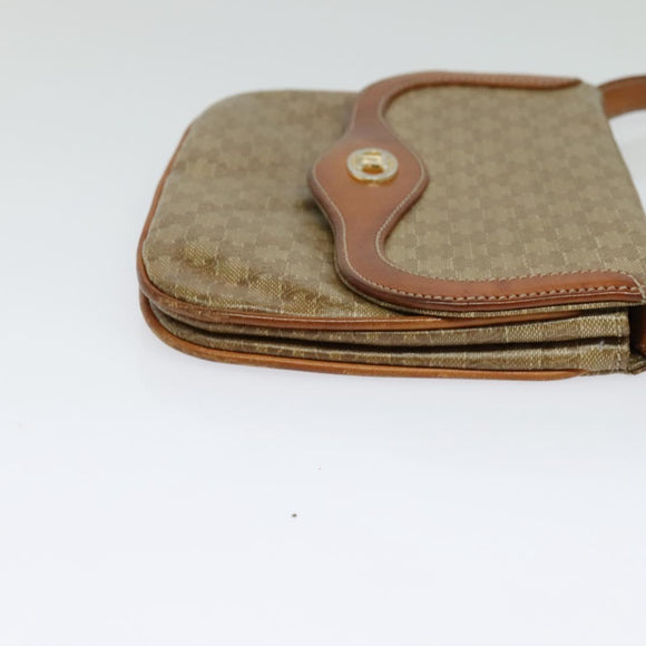 CELINE Macadam Canvas Shoulder Bag Beige Gold Auth 127903