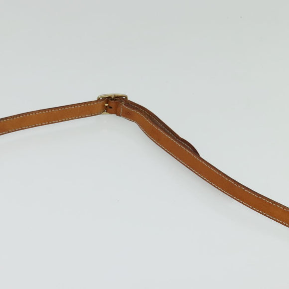 CELINE Macadam Canvas Shoulder Bag Beige Gold Auth 127903