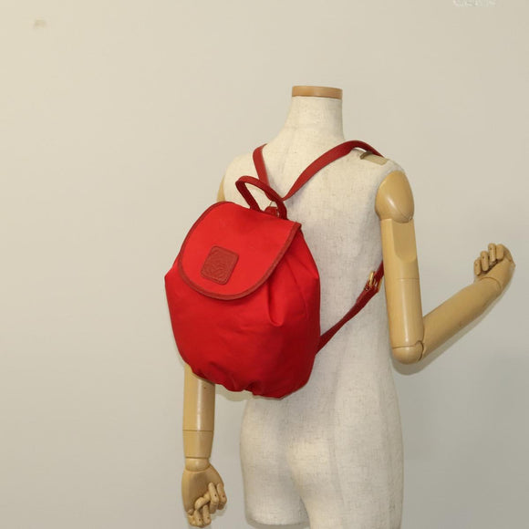 LOEWE Backpack Nylon Red Gold Auth 127904
