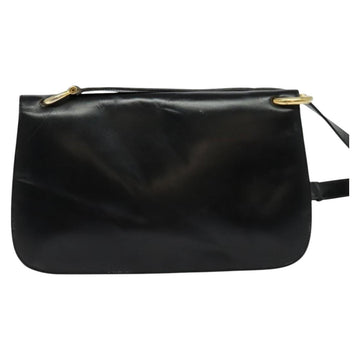 CELINE Shoulder Bag Leather Black Gold Auth 127906 - 0