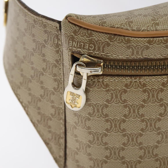 CELINE Macadam Canvas Bum Bag Body Bag Beige Auth 127907