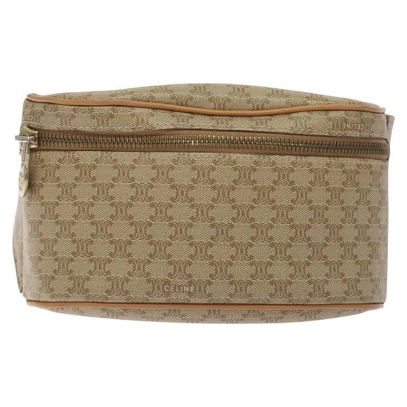CELINE Macadam Canvas Bum Bag Body Bag Beige Auth 127907