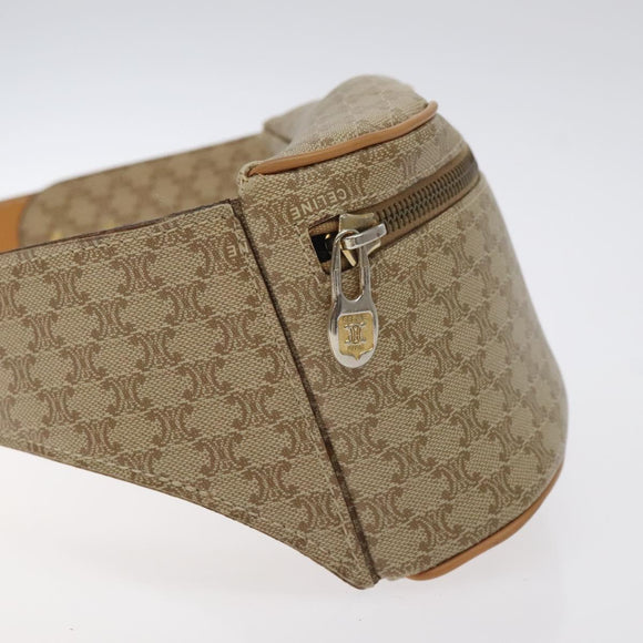 CELINE Macadam Canvas Bum Bag Body Bag Beige Auth 127907