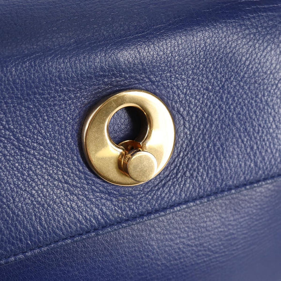 SAINT LAURENT Shoulder Bag Leather 2way Blue Gold 313456 Auth 127908V