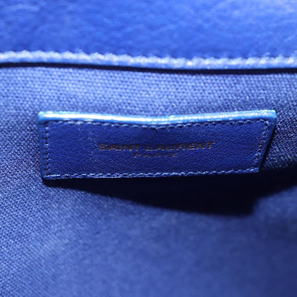 SAINT LAURENT Shoulder Bag Leather 2way Blue Gold 313456 Auth 127908V