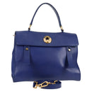SAINT LAURENT Shoulder Bag Leather 2way Blue Gold 313456 Auth 127908V-1