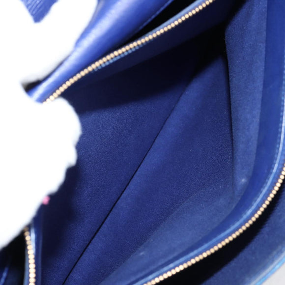 SAINT LAURENT Shoulder Bag Leather 2way Blue Gold 313456 Auth 127908V