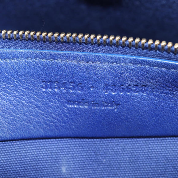 SAINT LAURENT Shoulder Bag Leather 2way Blue Gold 313456 Auth 127908V