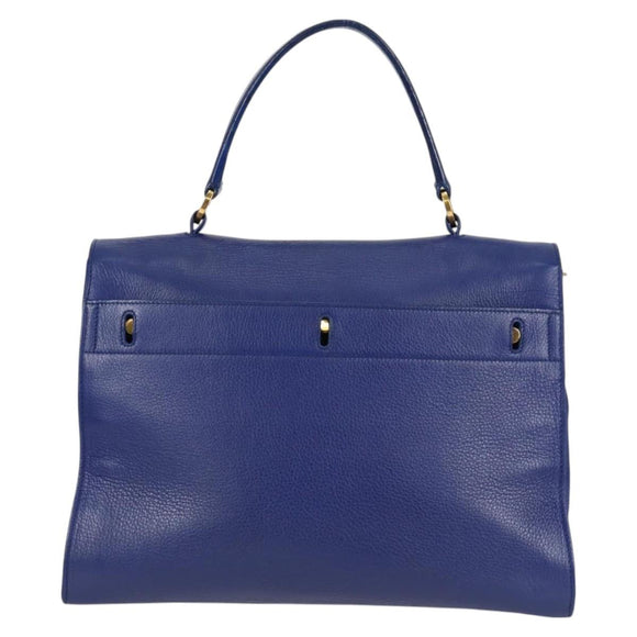 SAINT LAURENT Shoulder Bag Leather 2way Blue Gold 313456 Auth 127908V