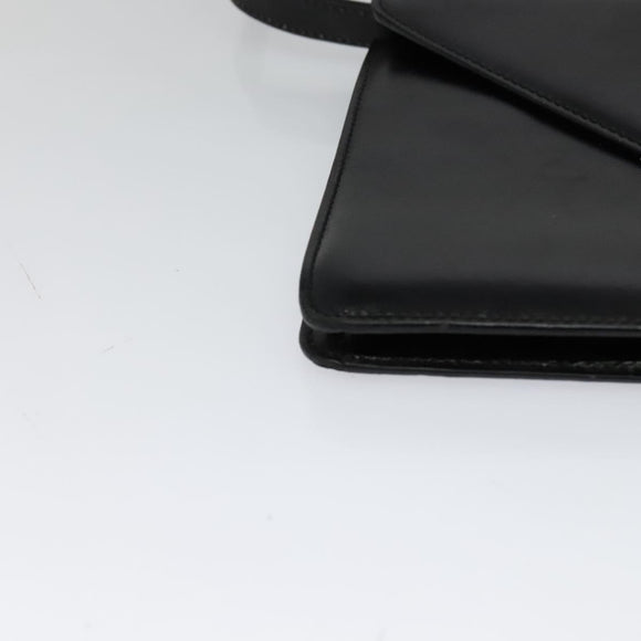 CELINE Shoulder Bag Leather Black Gold Auth 127909