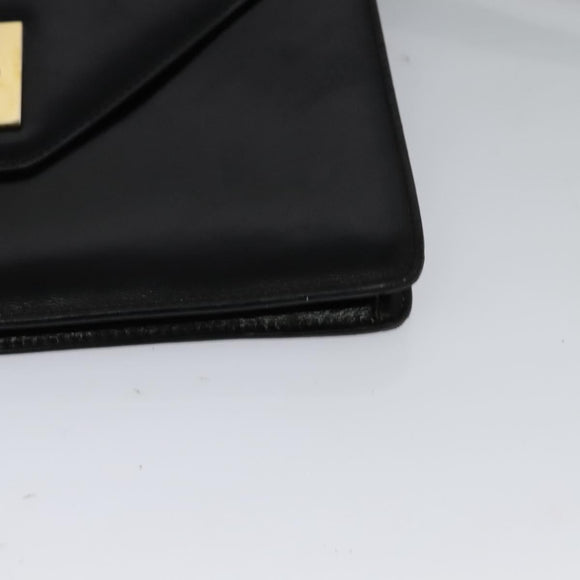 CELINE Shoulder Bag Leather Black Gold Auth 127909