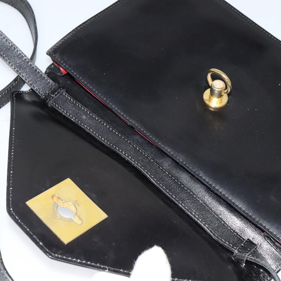 CELINE Shoulder Bag Leather Black Gold Auth 127909