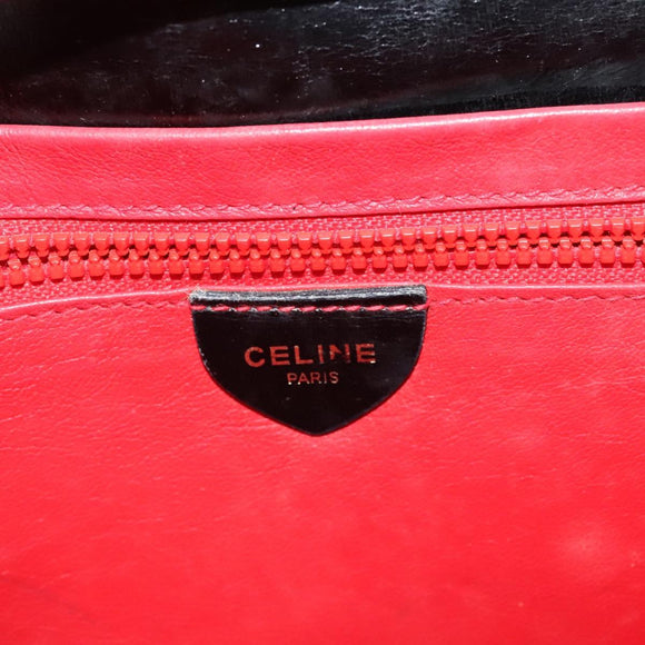 CELINE Shoulder Bag Leather Black Gold Auth 127909