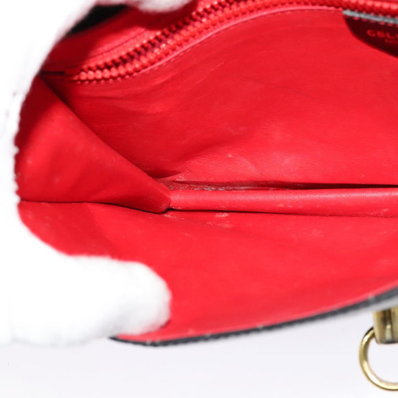 CELINE Shoulder Bag Leather Black Gold Auth 127909