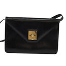 CELINE Shoulder Bag Leather Black Gold Auth 127909-2