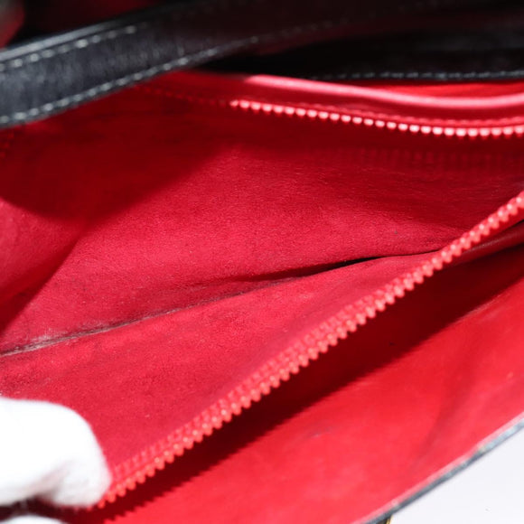 CELINE Shoulder Bag Leather Black Gold Auth 127909