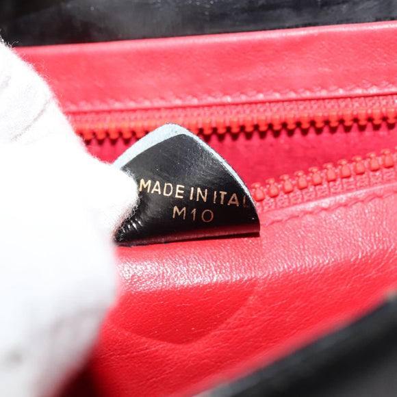 CELINE Shoulder Bag Leather Black Gold Auth 127909