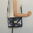 CELINE Shoulder Bag Leather Black Gold Auth 127909-22