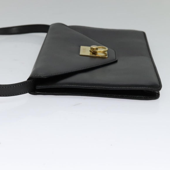 CELINE Shoulder Bag Leather Black Gold Auth 127909