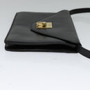 CELINE Shoulder Bag Leather Black Gold Auth 127909-5