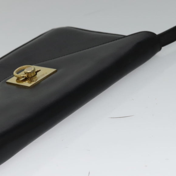 CELINE Shoulder Bag Leather Black Gold Auth 127909