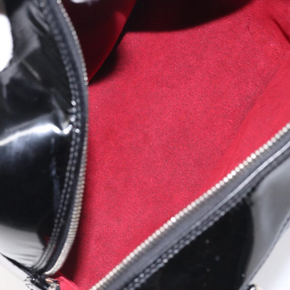 CHANEL Choco Bar Hand Bag Enamel Black Silver CC Auth 127910