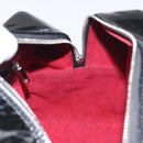 CHANEL Choco Bar Hand Bag Enamel Black Silver CC Auth 127910-17