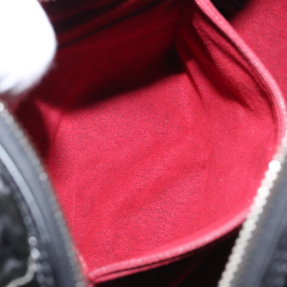 CHANEL Choco Bar Hand Bag Enamel Black Silver CC Auth 127910