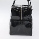 CHANEL Choco Bar Hand Bag Enamel Black Silver CC Auth 127910-5