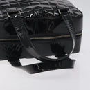 CHANEL Choco Bar Hand Bag Enamel Black Silver CC Auth 127910-7