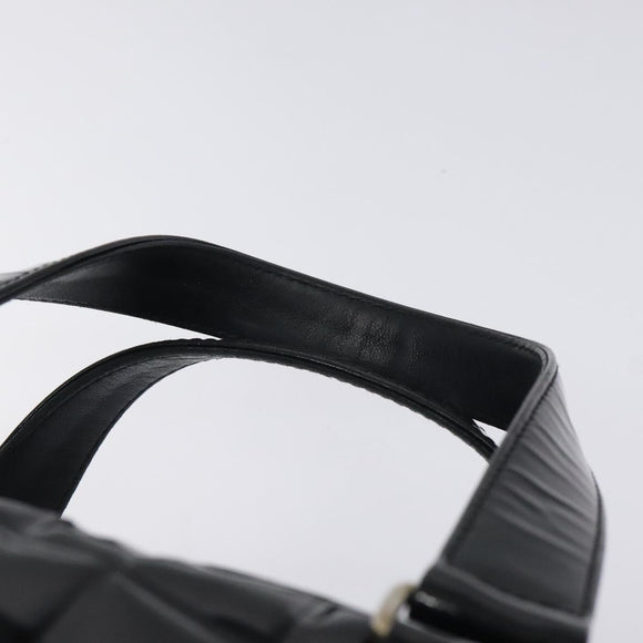 CHANEL Choco Bar Hand Bag Enamel Black Silver CC Auth 127910