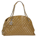 CHANEL Mademoiselle Bowling Chain Shoulder Bag Enamel Khaki CC Auth 127911V-1