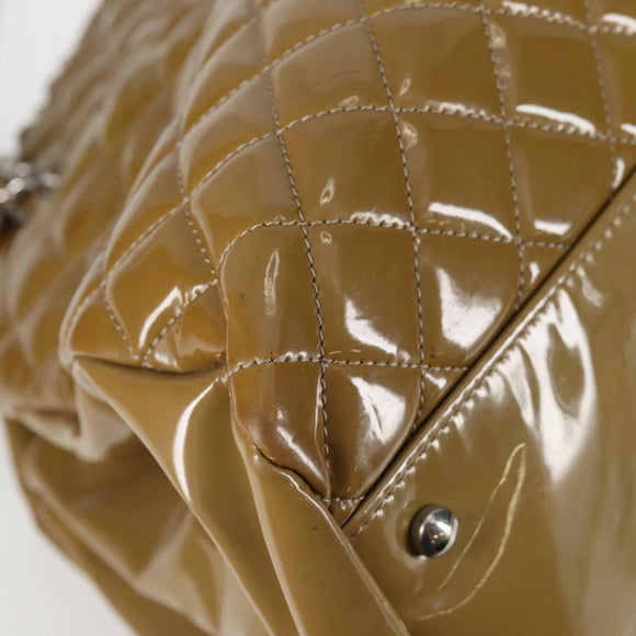 CHANEL Mademoiselle Bowling Chain Shoulder Bag Enamel Khaki CC Auth 127911V