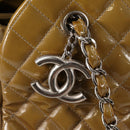 CHANEL Mademoiselle Bowling Chain Shoulder Bag Enamel Khaki CC Auth 127911V-17