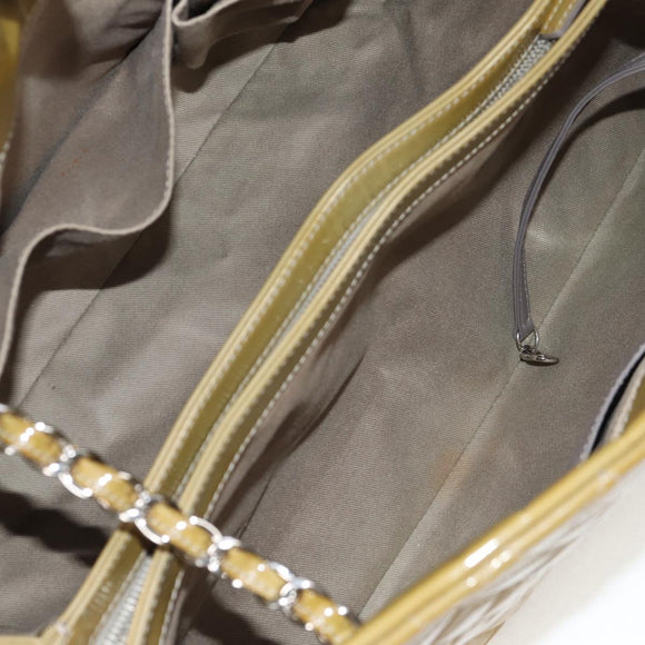 CHANEL Mademoiselle Bowling Chain Shoulder Bag Enamel Khaki CC Auth 127911V