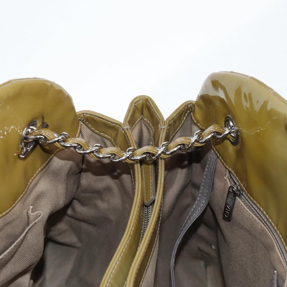 CHANEL Mademoiselle Bowling Chain Shoulder Bag Enamel Khaki CC Auth 127911V