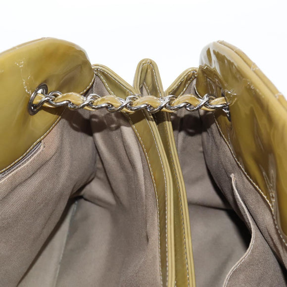 CHANEL Mademoiselle Bowling Chain Shoulder Bag Enamel Khaki CC Auth 127911V