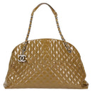 CHANEL Mademoiselle Bowling Chain Shoulder Bag Enamel Khaki CC Auth 127911V-13