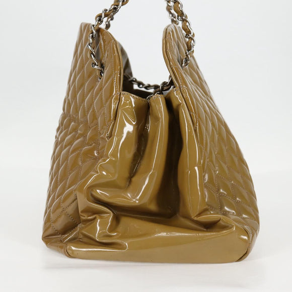 CHANEL Mademoiselle Bowling Chain Shoulder Bag Enamel Khaki CC Auth 127911V