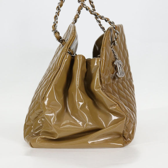 CHANEL Mademoiselle Bowling Chain Shoulder Bag Enamel Khaki CC Auth 127911V