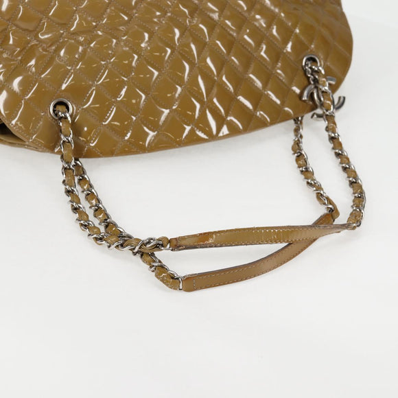 CHANEL Mademoiselle Bowling Chain Shoulder Bag Enamel Khaki CC Auth 127911V