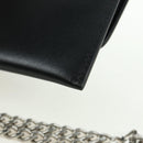 CELINE Chain Wallet Leather Silver Black 10C633-38SI Auth 127916-11